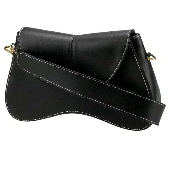 Elleme Black White Contrast Topstitch Bag - Picture 2 of 9